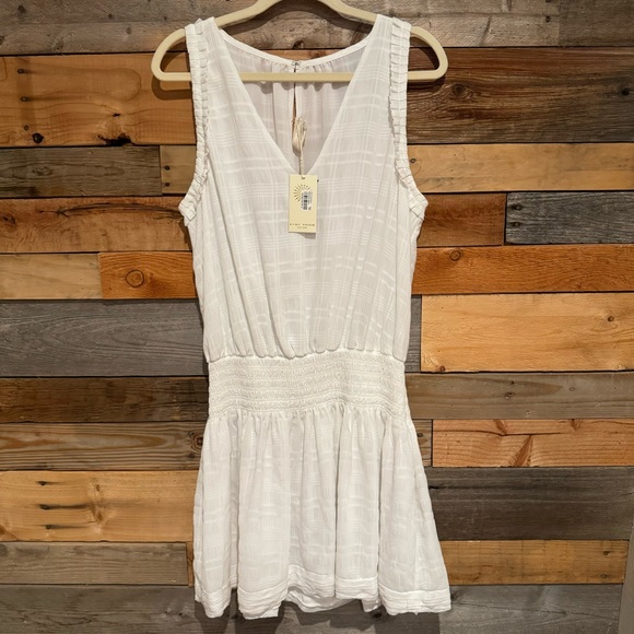 NWT Ramy Brook Kris Plaid Smocked Waist Mini Dress Or Swim Cover White Size L - Picture 4 of 15